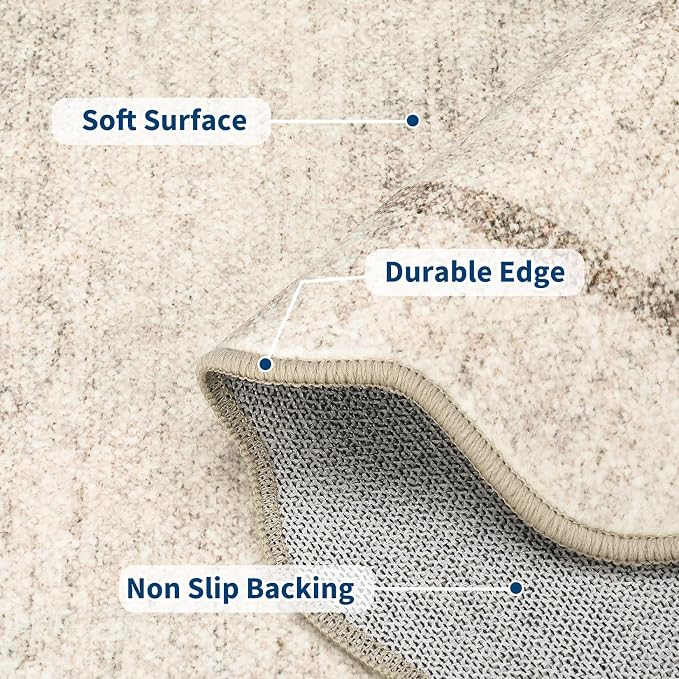 GarveeHome Scalloped Round Washable Rug, Soft Modern Round Rugs 5 ft Circle - Image 4