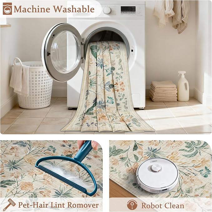 8x10 Area Rugs Washable Rug: Large Boho Living Room Rug Soft Non-Slip Low Pile - Image 5