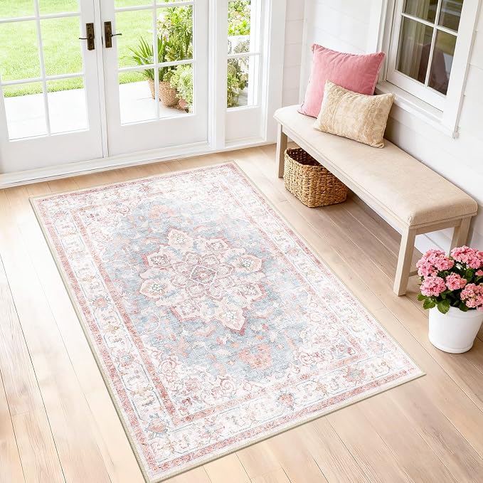 CAPALOCA Machine Washable Rugs Nursery Rug 3x5 Cute Girl Non Slip Low Pile - Image 3
