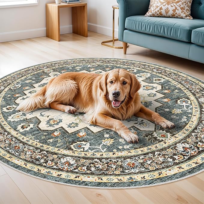 TOPRUUG Washable Oriental Area Rug - 8ft Round Rugs - Image 6