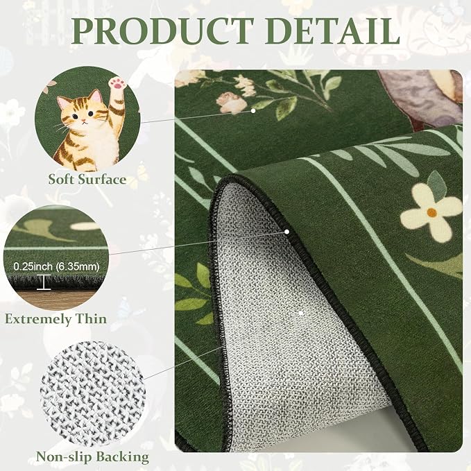 Unirea 3x5 Dark Green Cat Area Rug - Image 4