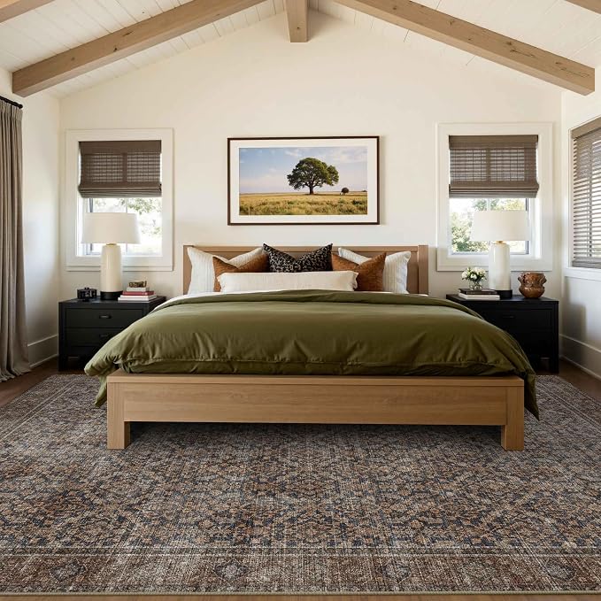 Latte&Fog 6x9 Area Rugs for Living Room, Large Vintage Taupe Brown Washable Rug - Image 5