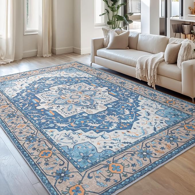 Lessymo 5x7 Area Rugs- Machine Washable Area Rugs, Super Soft Faux-Wool Area Rug - Image 5