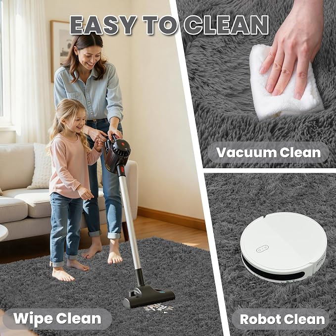 4x6 Area Rug for Living Room, Ultra Soft Fluffy Shag Rugs for Bedroom, Non-Slip - Image 4