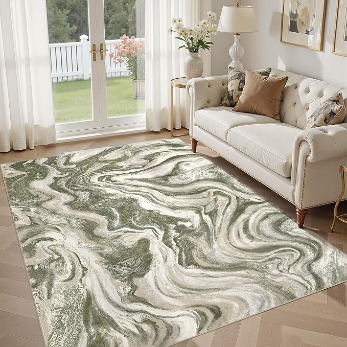 DMOYEST 5x7 Washable Area Rug for Living Room, Non Slip Abstract Rugs, Modern by DMOYEST