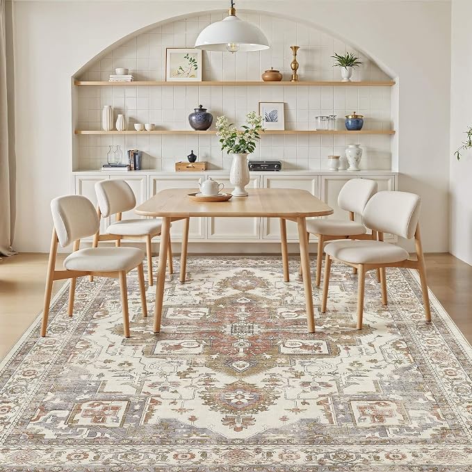 10x14 Area Rugs for Living Room, Washable Non Slip Vintage Distressed Stain - Image 6