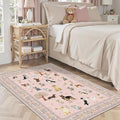 Floral Dog Machine Washable Rug Pink, 3x5 Rug Non Slip Soft Bedroom Rugs by WelcometoBabovid
