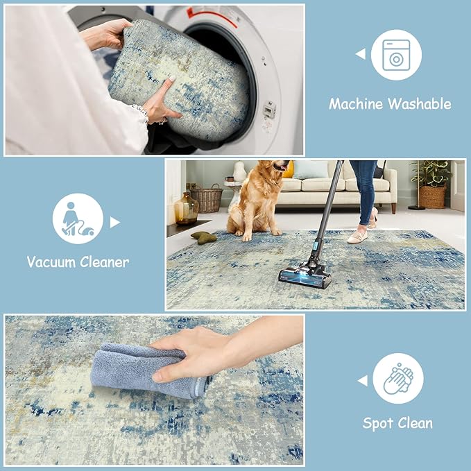 Lahome Modern Abstract Round Rug 4Ft, Contemporary Indoor Floor Carpet - Image 4