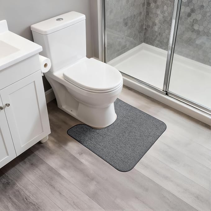 Bosap Toilet Rugs U Shaped Bathroom Rug, Machine Washable Non Slip Quick Dry - Image 6