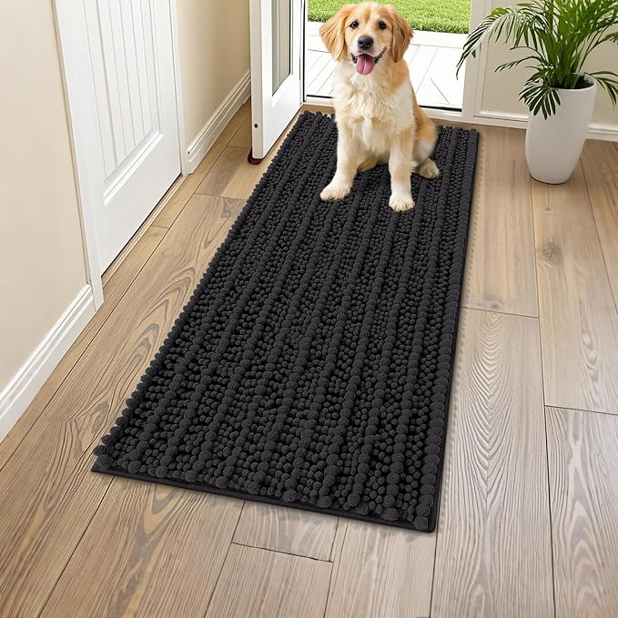 Smiry Dog Door Mat for Muddy Paws 47x20, Absorbent Dirt Trapper, Non-Slip by Smiry