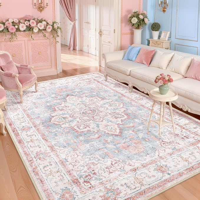 CAPALOCA Machine Washable Rugs Nursery Rug 6x9 Cute Girl Non Slip Low Pile - Image 9