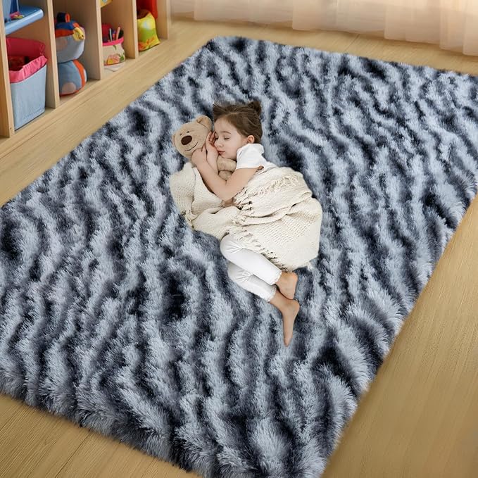 qulint Zebra Rug for Bedroom, 4x6 Fluffy Animal Rug for Living Room, Shaggy - Image 3