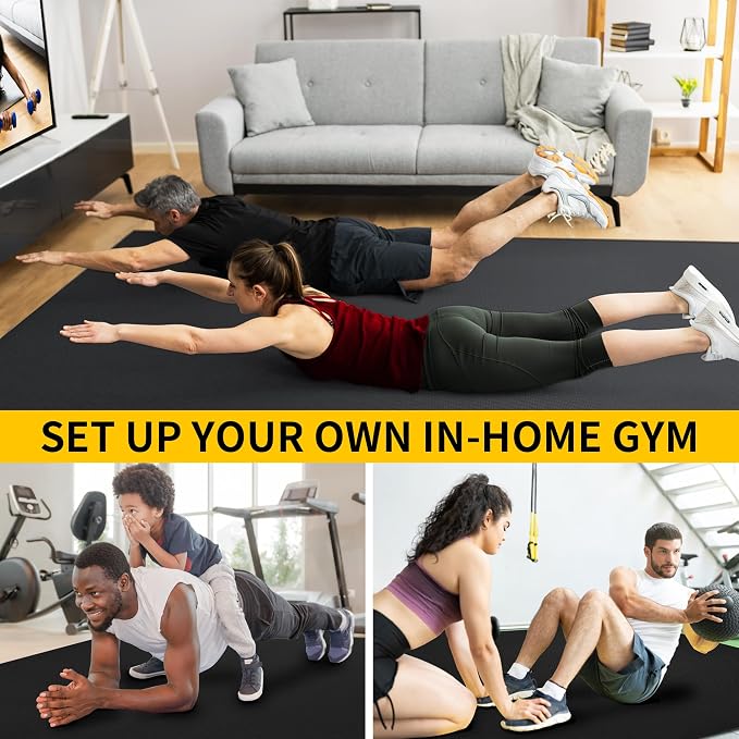 CAMBIVO Large Exercise Mat for Home Workout, Shoe-Friendly, Non-Slip Gym Mat - Image 5