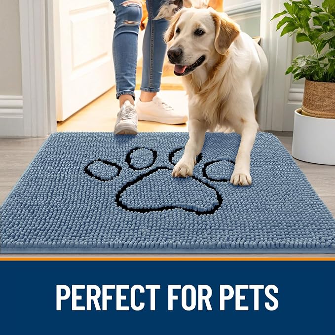 OLANLY Dog Door Mat for Muddy Paws 30x20, Paw Print Design, Absorbs Moisture - Image 6