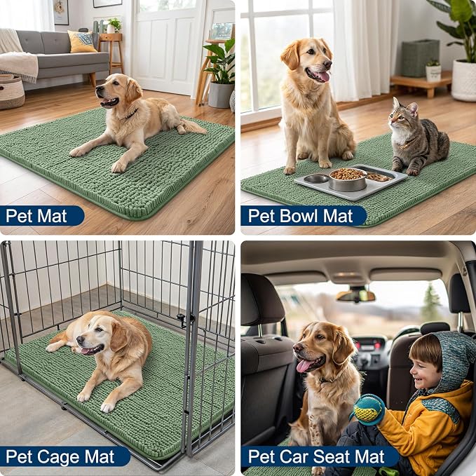 Smiry Dog Door Mat for Muddy Paws 36x24, Absorbent Dirt Trapper, Non-Slip - Image 6