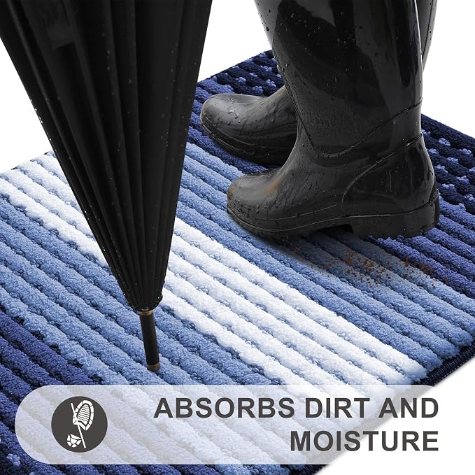 Kitinjoy Indoor Outdoor Door Mat, 30x17 Non-Slip Absorbent Dirt Trapper - Image 2