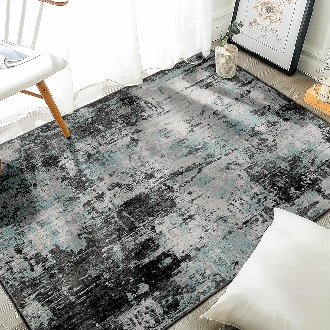 RELEANY Washable Area Rugs 4'x6' Non-Slip Modern Abstract Soft by RELEANY