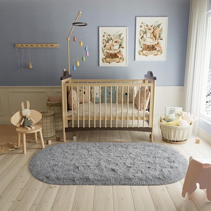 LOCHAS Bedroom Rug 2.6' x 5.3', Soft Oval Throw Rugs Carpet - Image 2