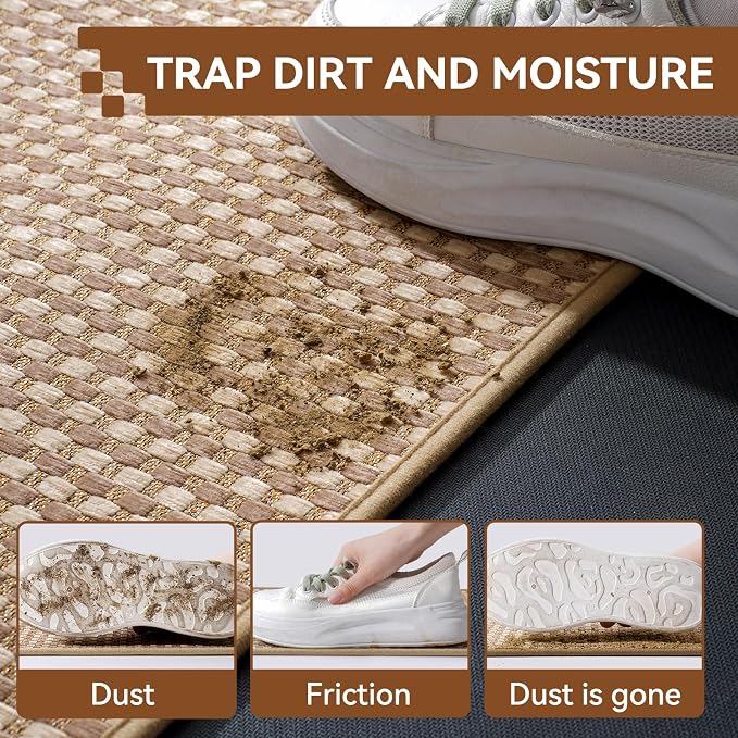 Front Door Mat 17''x30'', Absorbent Dirt Resist Washable Non Slip Low-Profile - Image 3
