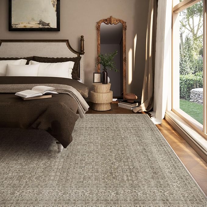 Washable Area Rugs for Living Room: 6x9 Bedroom Area Rug Boho Vintage Rugs - Image 3