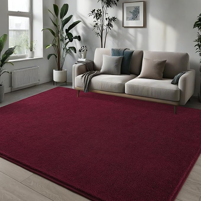 Pettop 7x10 ft Burgundy Red Area Rugs - Image 3