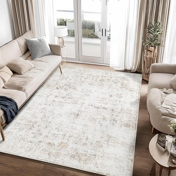 Washable 6×9 Area Rug for Living Room, Vintage Floral Rug Soft Non Slip Stain by Dotiiorug
