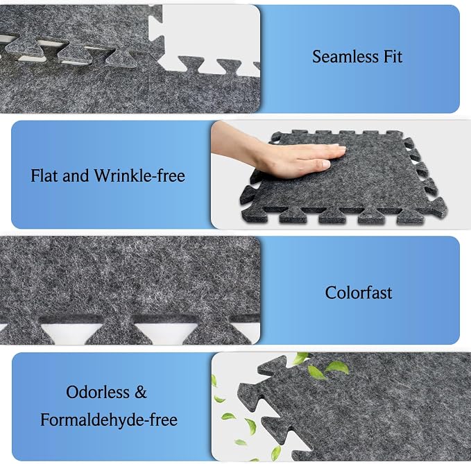 BXI Soundproof Interlocking Rug Pad 10 Pcs, High Density Noise Reduction Puzzle - Image 5