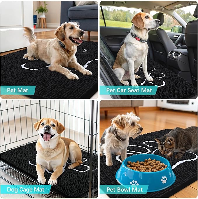 OLANLY Dog Door Mat for Muddy Paws 70x32, Paw Print Design, Absorbs Moisture - Image 7