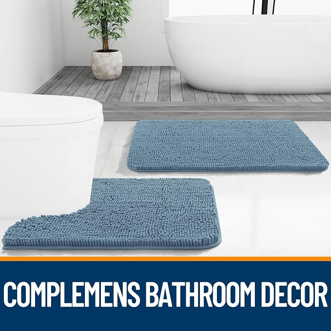 OLANLY Bathroom Runner Rugs 59x24, Soft Absorbent Chenille Bath Rugs, Rubber - Image 7