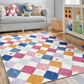 jinchan Macy 3x5 Area Rug for Kids Room Modern Colorful Checkered Diamond by JINCHAN