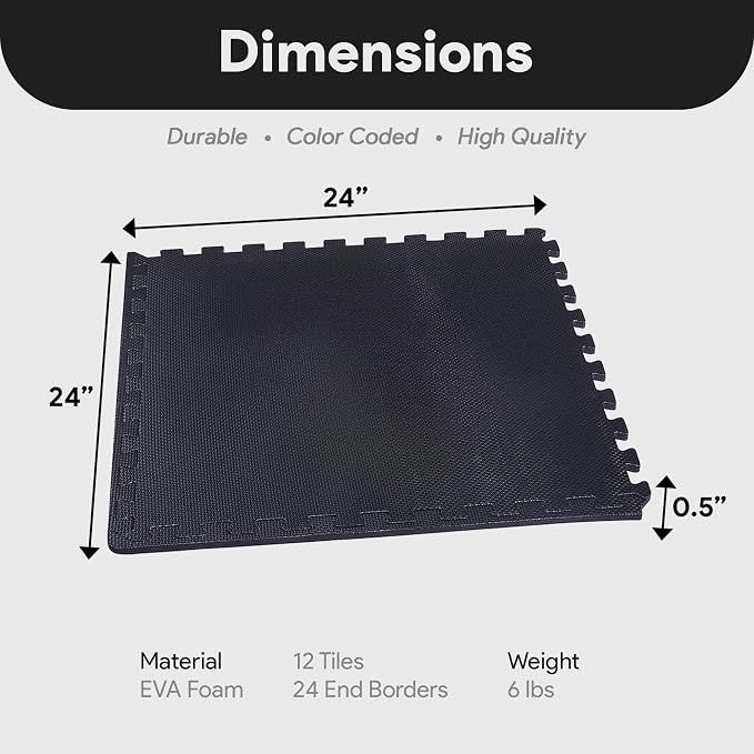 BalanceFrom Puzzle Exercise Mat 1/2" Thick, EVA Interlocking Foam Floor Tiles - Image 3