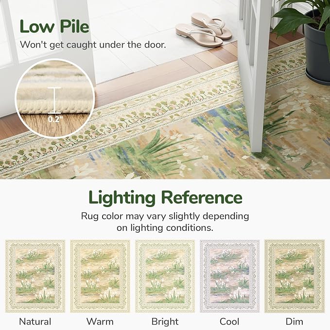 Lessymo Beige Sage 5x7 Rugs for Living Room, Soft Washable Area Rug Non-Slip - Image 7