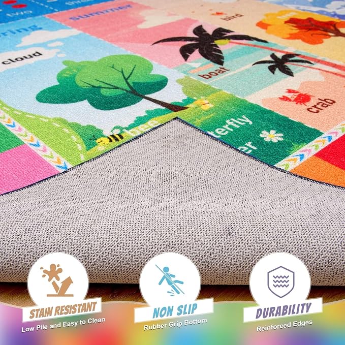 Macgace ABC Kids Rug for Playroom, 6x9 Washable Classroom Area Rugs, Toddler - Image 6