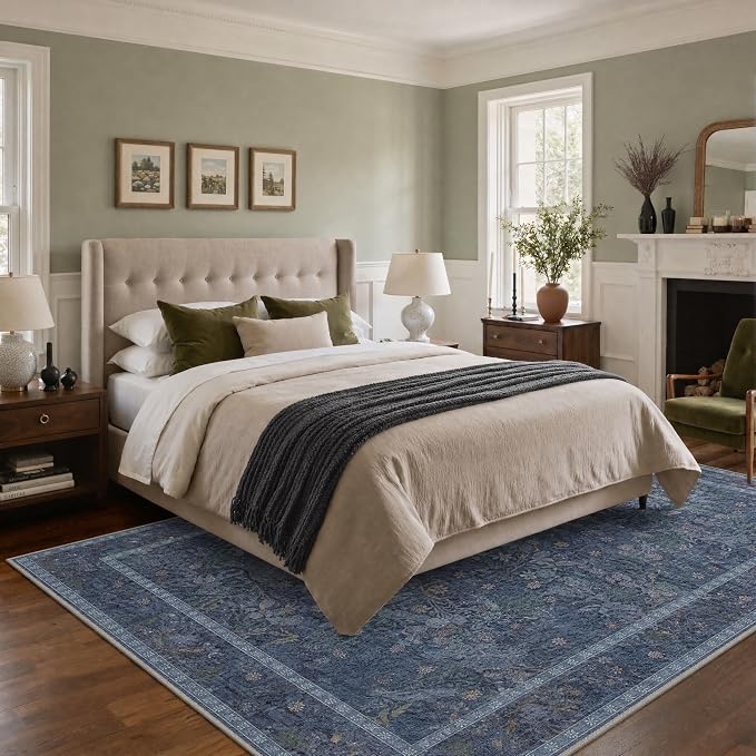 GENIMO 5x7 Washable Area Rug Non Slip Low Pile, Lightweight Floral Foliage - Image 2