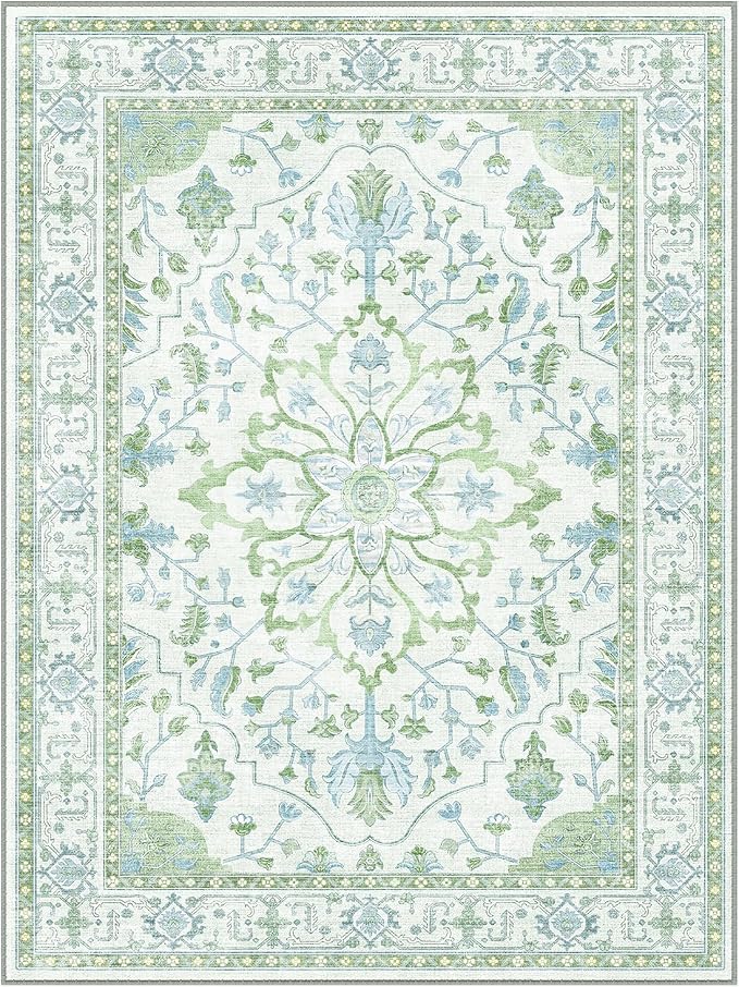 RELEANY Area Rugs Large 10'x14' Washable Non-Slip, Floral Vintage Distress - Image 8