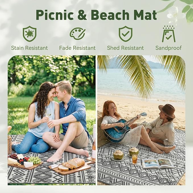 MontVoo Outdoor Rug Carpet Waterproof 5x8 Outdoor Patio Rug Mat Reverisble - Image 5