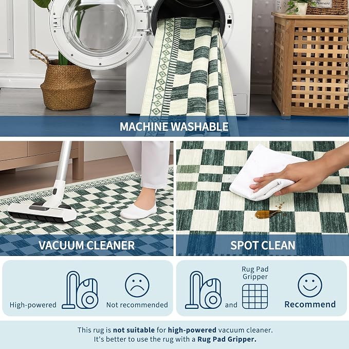 GarveeHome 5x7 Washable Rug for Living Room Contemporary Sage Green Geometric - Image 5