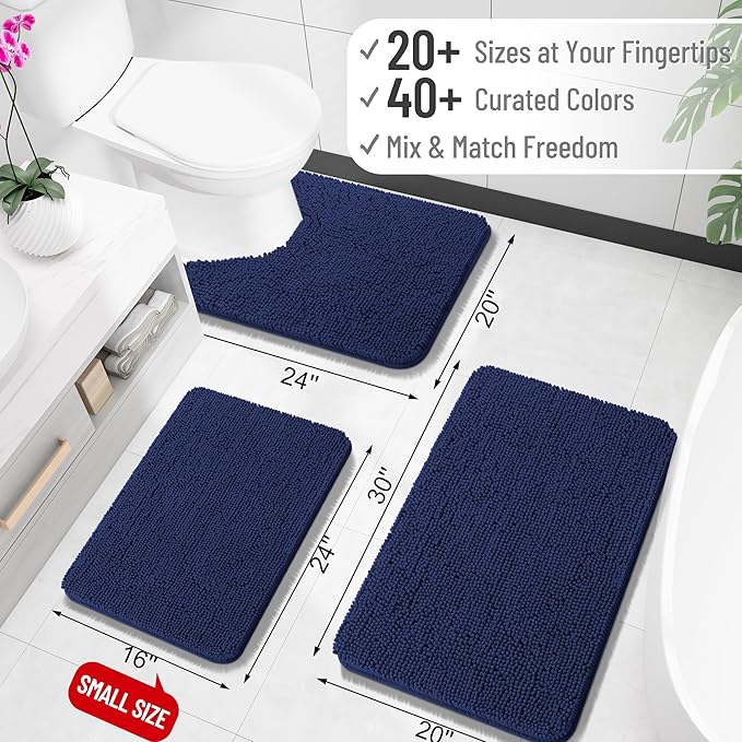 OLANLY Large Bathroom Rugs 59x35, Soft Absorbent Chenille Bath Rugs, Rubber - Image 2
