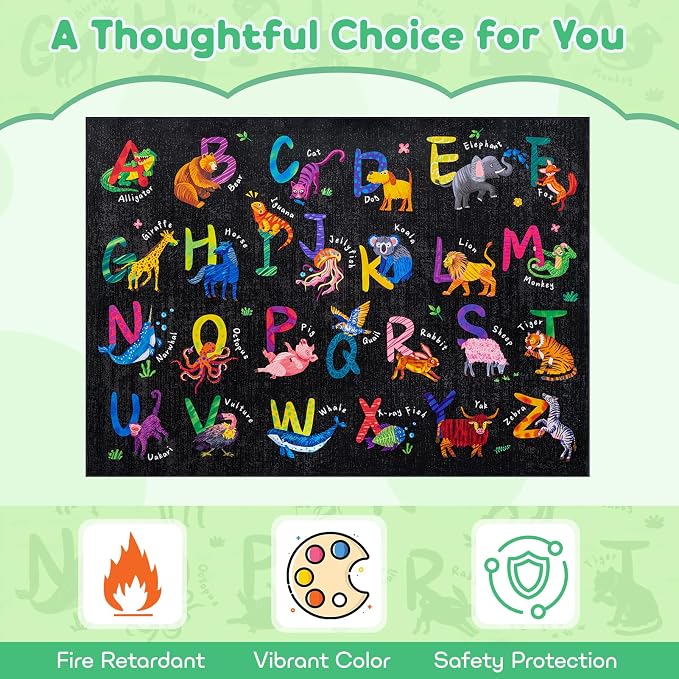 6x9 ABC Classroom Rug for Kids Playroom, Alphabet Rug - Image 5