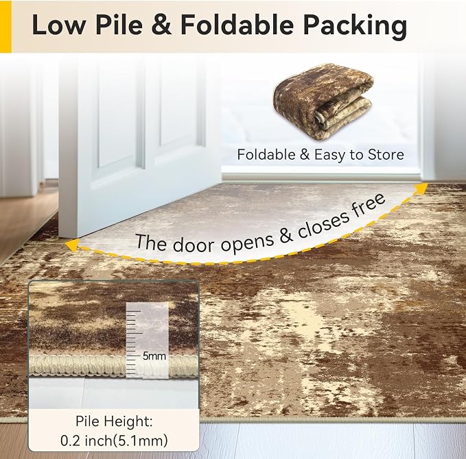 RELEANY Washable Area Rugs 2'x3' Non-Slip Modern Abstract Soft - Image 6