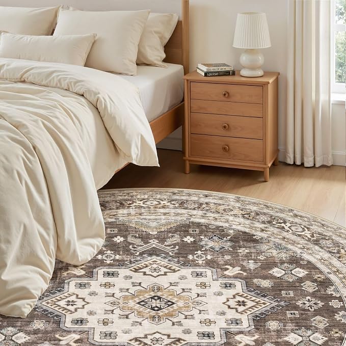 5ft Round Vintage Living Room Area Rug - Image 3