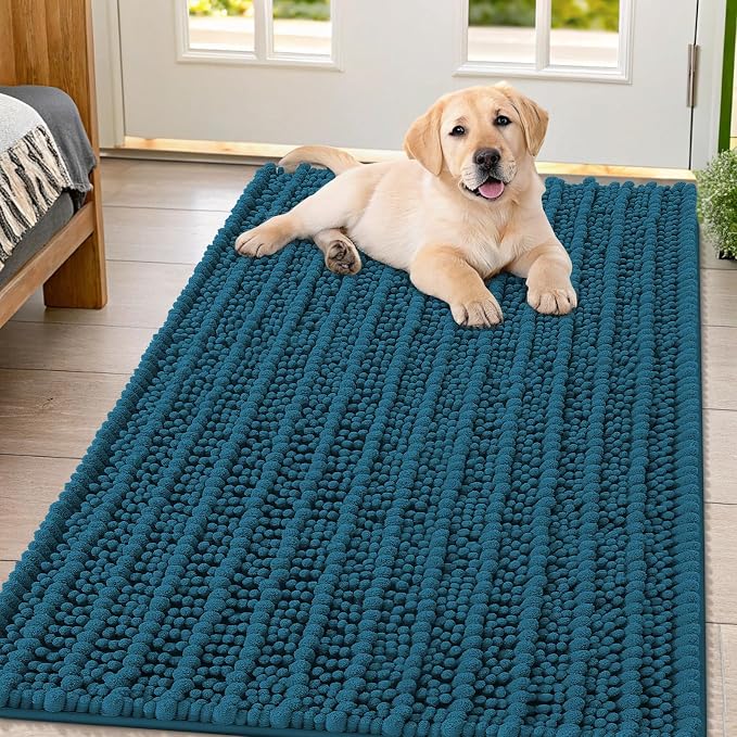 Smiry Dog Door Mat for Muddy Paws 47x32, Absorbent Dirt Trapper, Non-Slip by Smiry