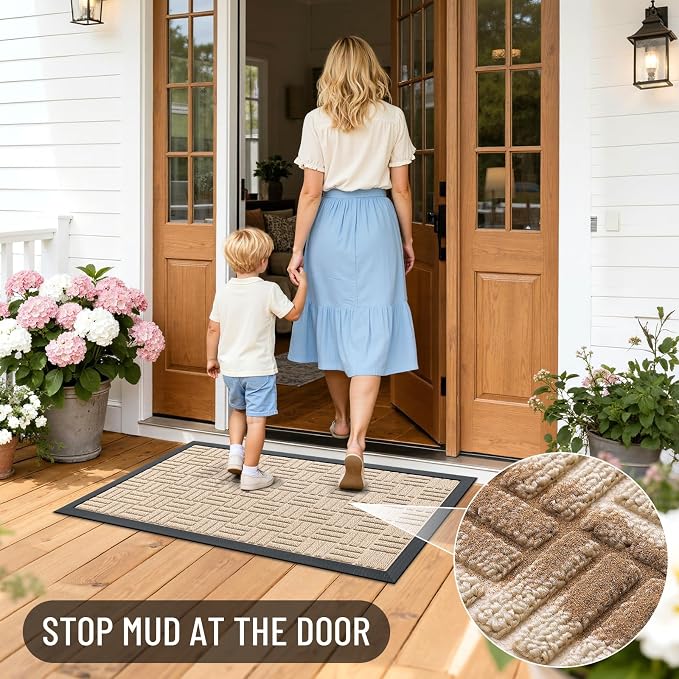 OLANLY Front Door Mat Outside Entrance 47x17, Heavy Duty Sturdy Natural Rubber - Image 7