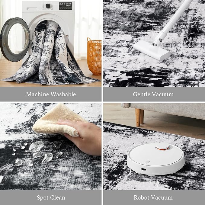 Rugflix 4x6 Area Rugs for Living Room, Washable Large Rug Stain-Resistant Low - Image 4