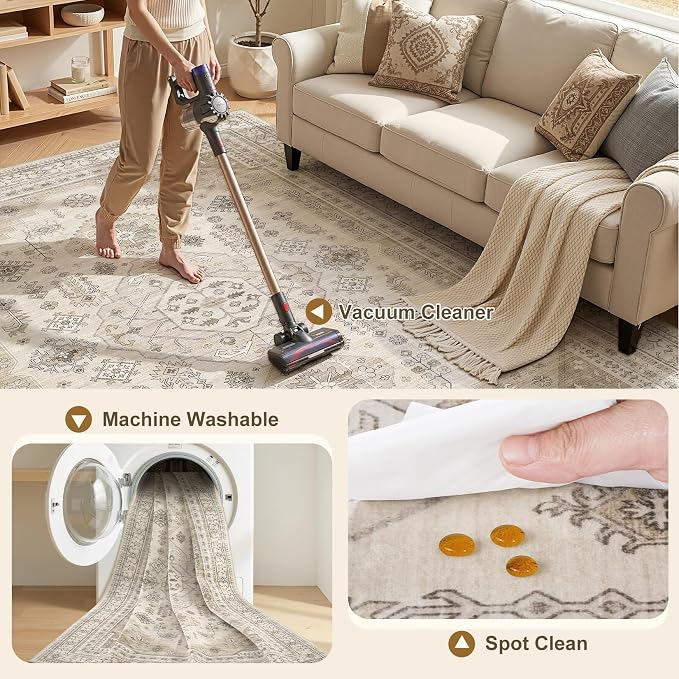10x12 Washable Area Rug, Large Rugs - Image 3