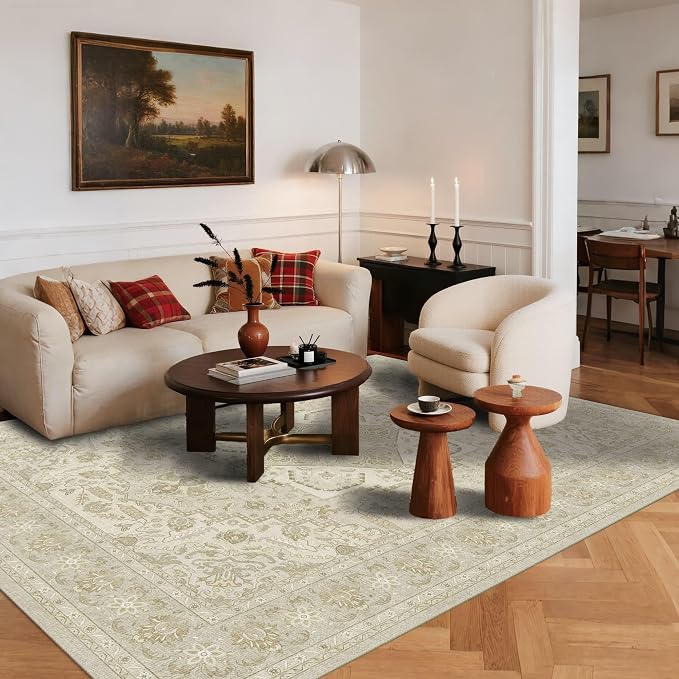 Latte&Fog 6x9 Area Rugs for Living Room, Large Vintage Beige Washable Rug - Image 5