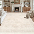 Area Rugs 9x12 Living Room: Vintage Boho Neutral Washable Rug Indoor Soft Large by Luxturiy
