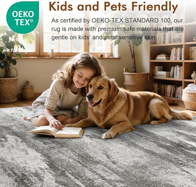 4x6 Ft Abstract Area Rugs for Living Room, Soft Non-Slip Modern Washable Rugs - Image 5