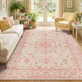 RELEANY Area Rugs 5'x7' Washable Non-Slip, Floral Vintage Distress Medallion by RELEANY