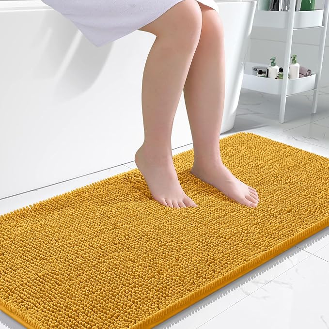 OLANLY Large Bathroom Rugs 45x27, Soft Absorbent Chenille Bath Rugs, Rubber by OLANLY